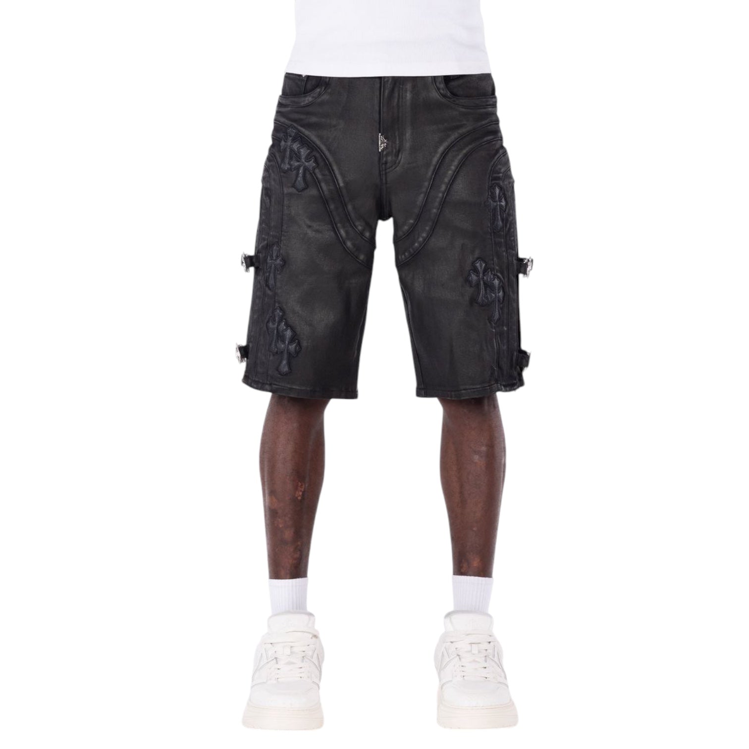 GUAPI: All Cross Buckle Shorts